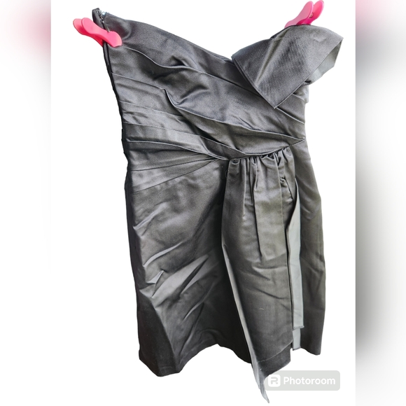 Vera Wang Lavender Label Strapless Black Satin Ruchrd Cocktail Dress Size 10 - Picture 3 of 4